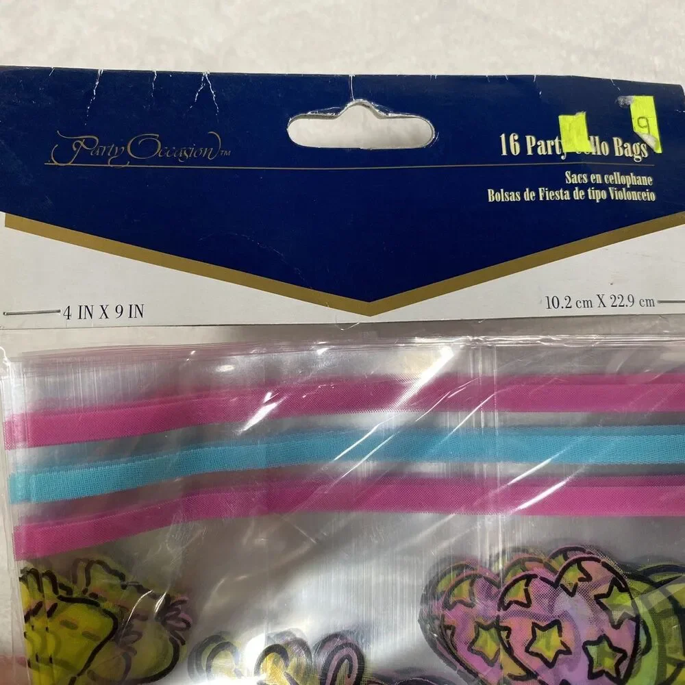Vtg Unisex Baby Shower Cello Bags 2 Packs 32 Bags w/ Twist Ties Blue Pink Retro